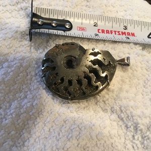 Large Pyrite Fossilized Ammonite Pendant